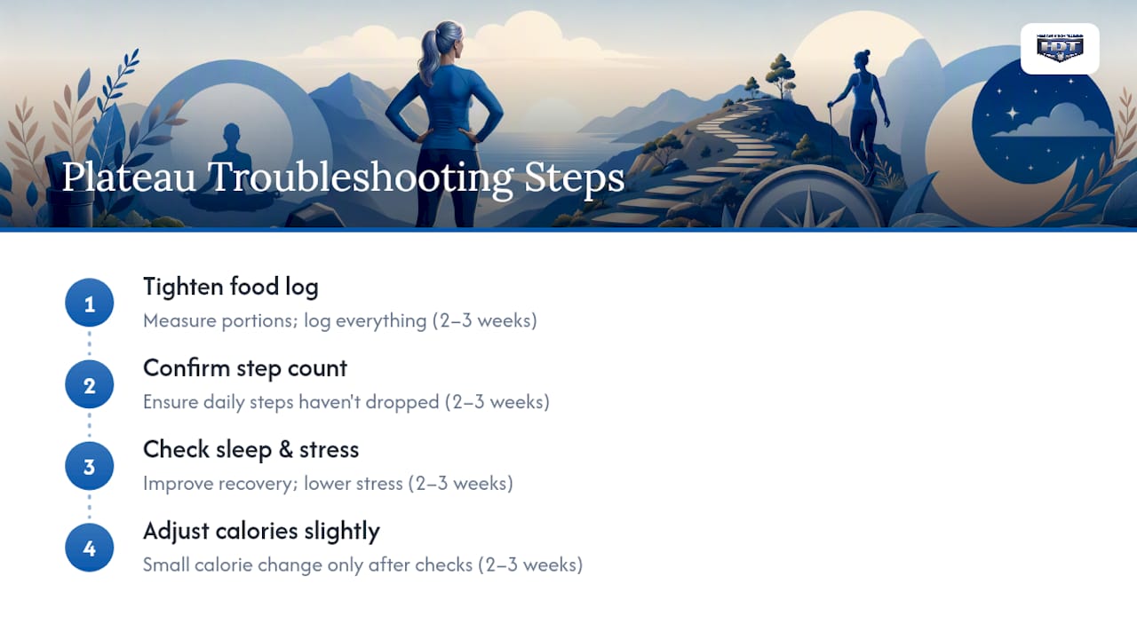Four-step weight loss plateau troubleshooting process